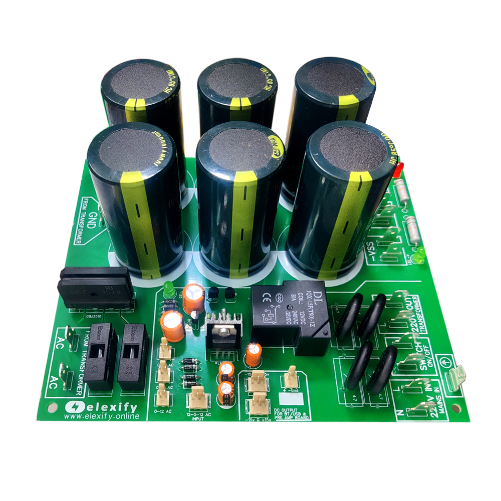Amplifier Power Supply Soft Starter 10000uF 100V X 6 with 5V 7805 REGULATOR view 2
