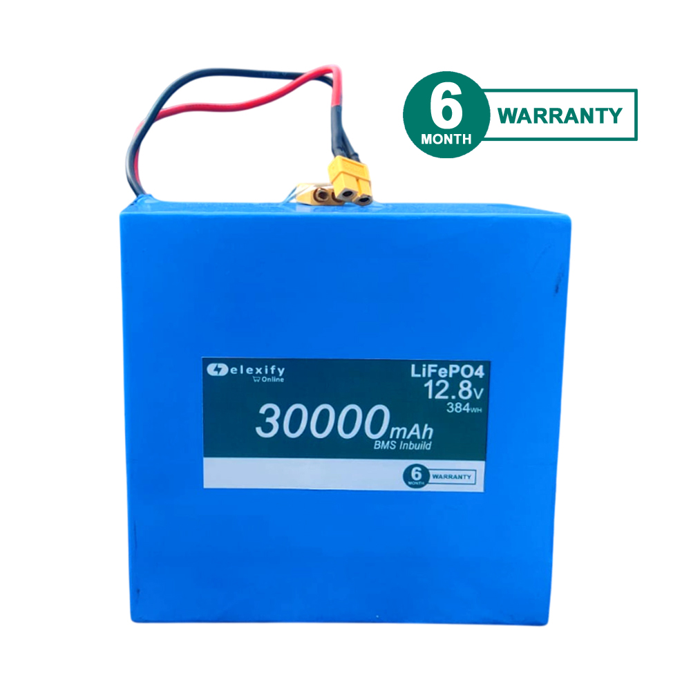 ELEXIFY 12.8V 30000mAh (30Ah) LiFePO4 Rechargeable Battery Pack with BMS view 2