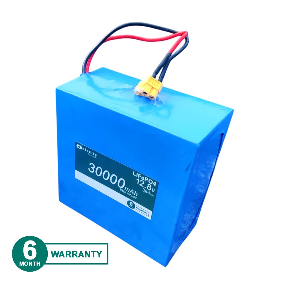 ELEXIFY 12.8V 30000mAh (30Ah) LiFePO4 Rechargeable Battery Pack with BMS