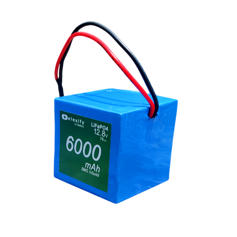 ELEXIFY 12.8V 6000mAh (6Ah) LiFePO4 Rechargeable Battery Pack with BMS view 2